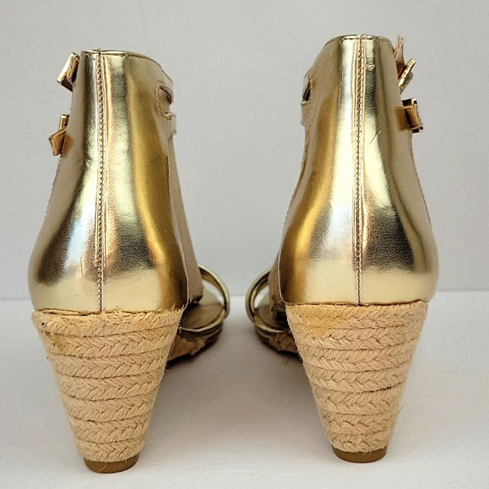 Calvin Klein Callista Espadrille Wedge Sandals Gold Size 7.5